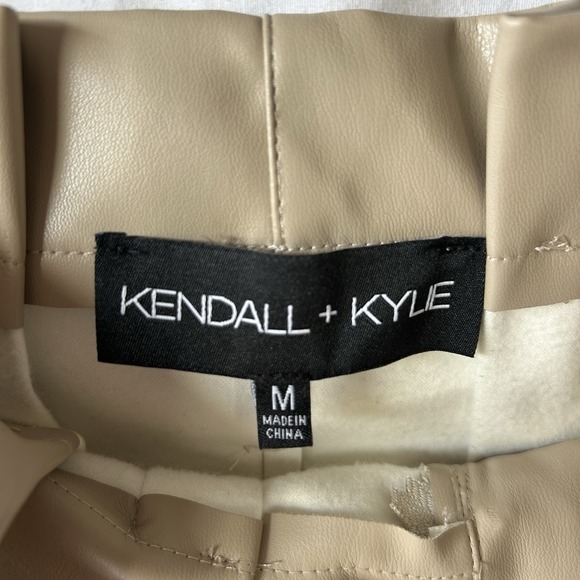 Kendall + Kylie Faux Leather Paperbag Waist Mini Skirt Beige Belted Size M - Picture 3 of 3